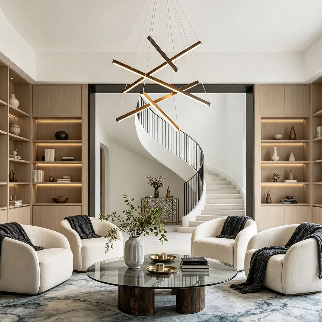 Criss Linear Chandelier Modern LED Black Ceiling Light