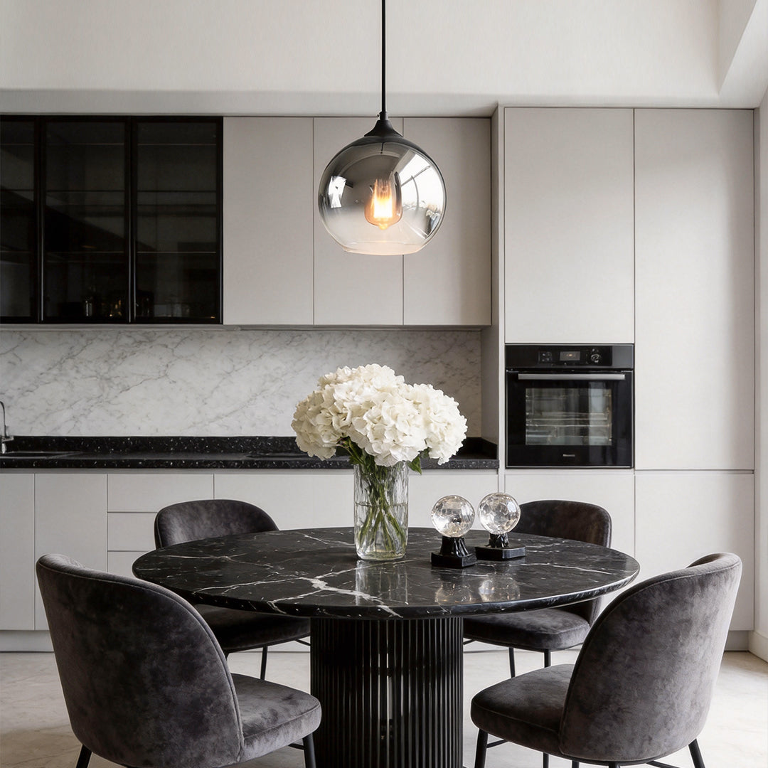 Glass Round Pendant Light Modern Single-Ball Ceiling Light