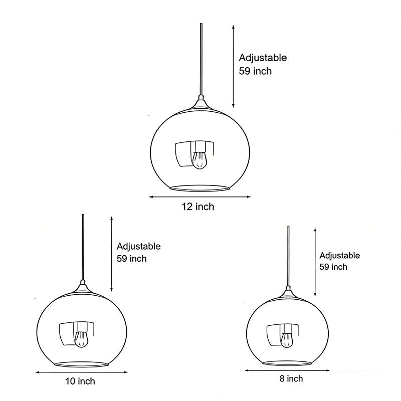 Glass Round Pendant Light Modern Single-Ball Ceiling Light