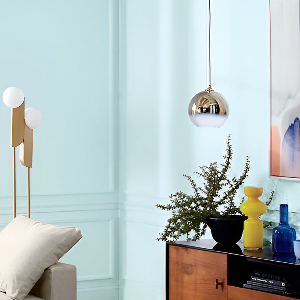 Glass Round Pendant Light Modern Single-Ball Ceiling Light