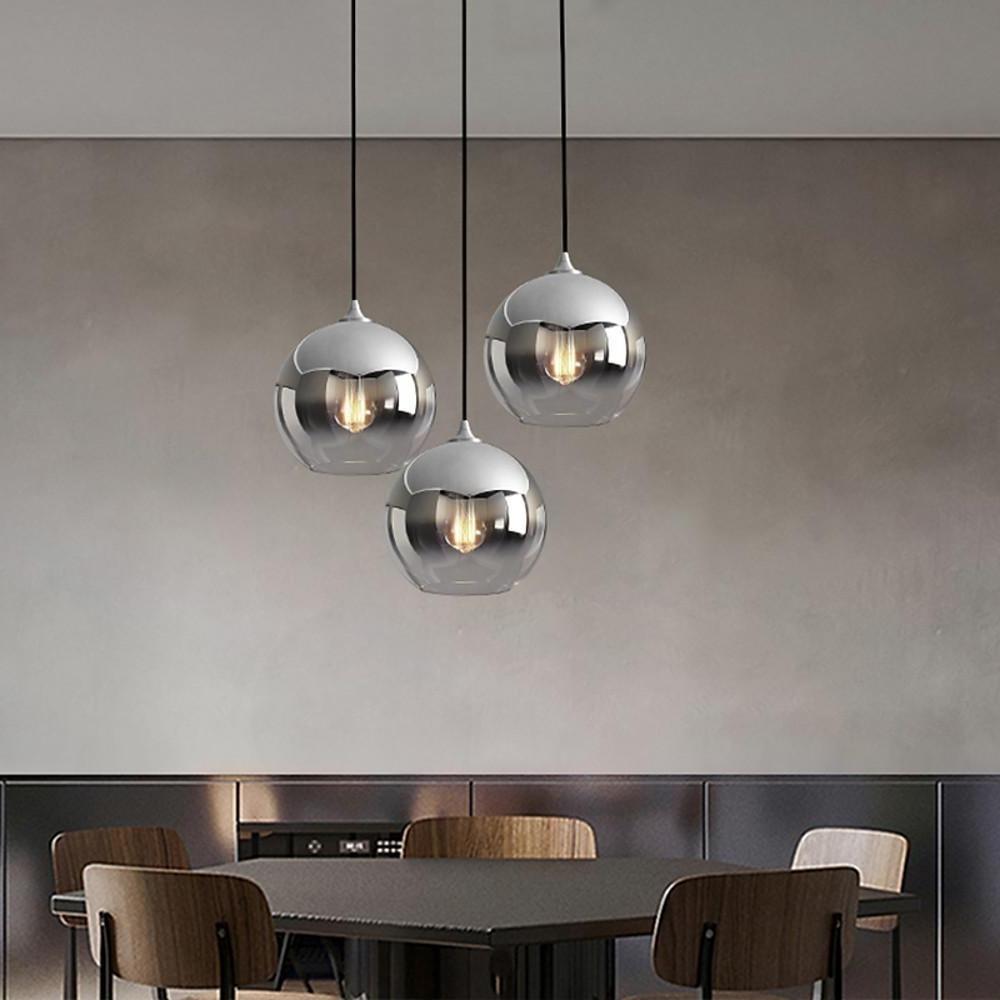 Glass Round Pendant Light Modern Single-Ball Ceiling Light