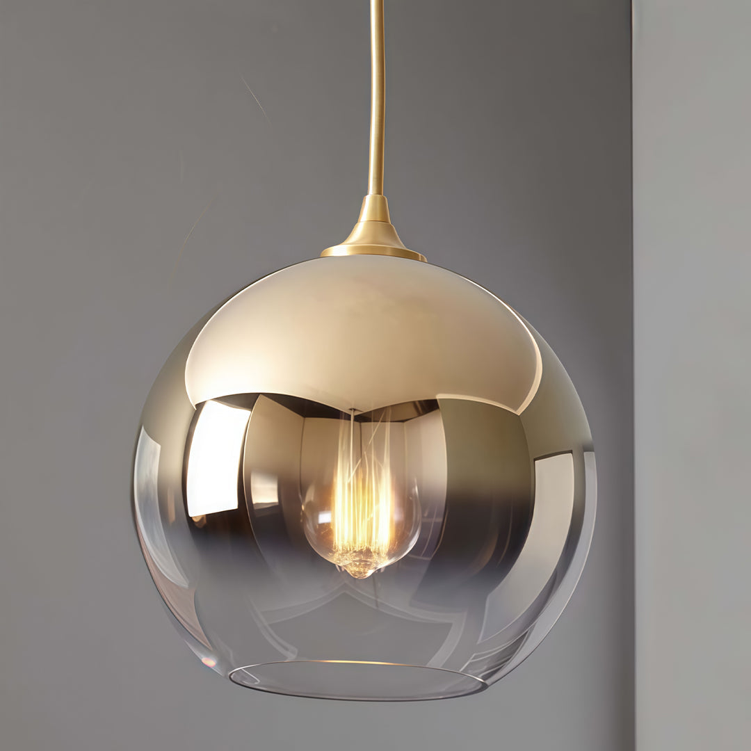 Glass Round Pendant Light Modern Single-Ball Ceiling Light
