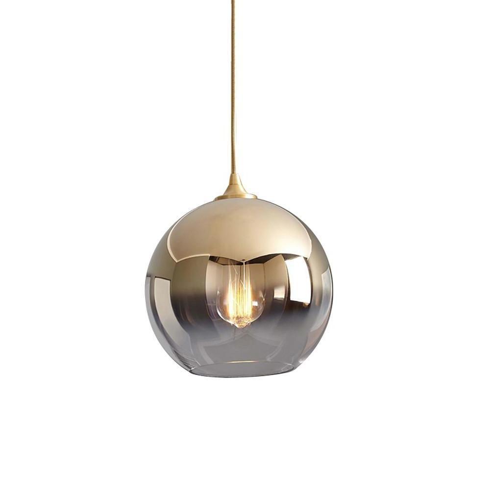 Glass Round Pendant Light Modern Single-Ball Ceiling Light