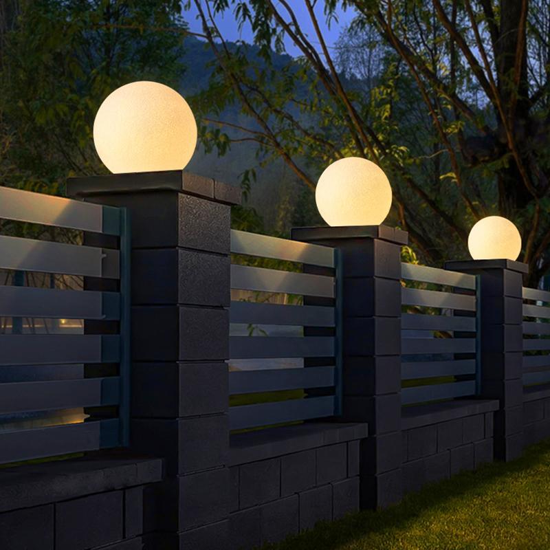 Globe Pillar Lights Modern LED Waterproof White Outdoor Light