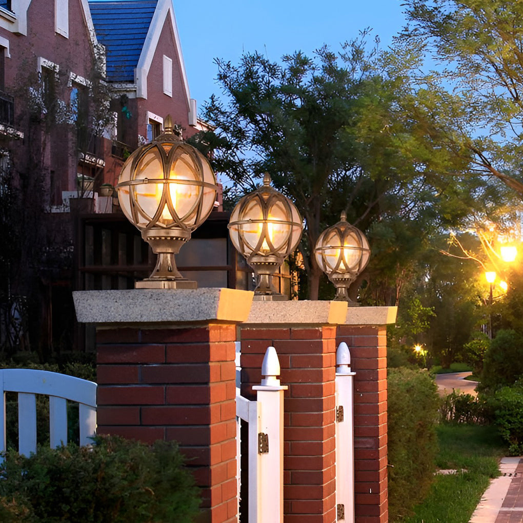 Globe Pillar Lights European Glass Waterproof Outdoor Lamp