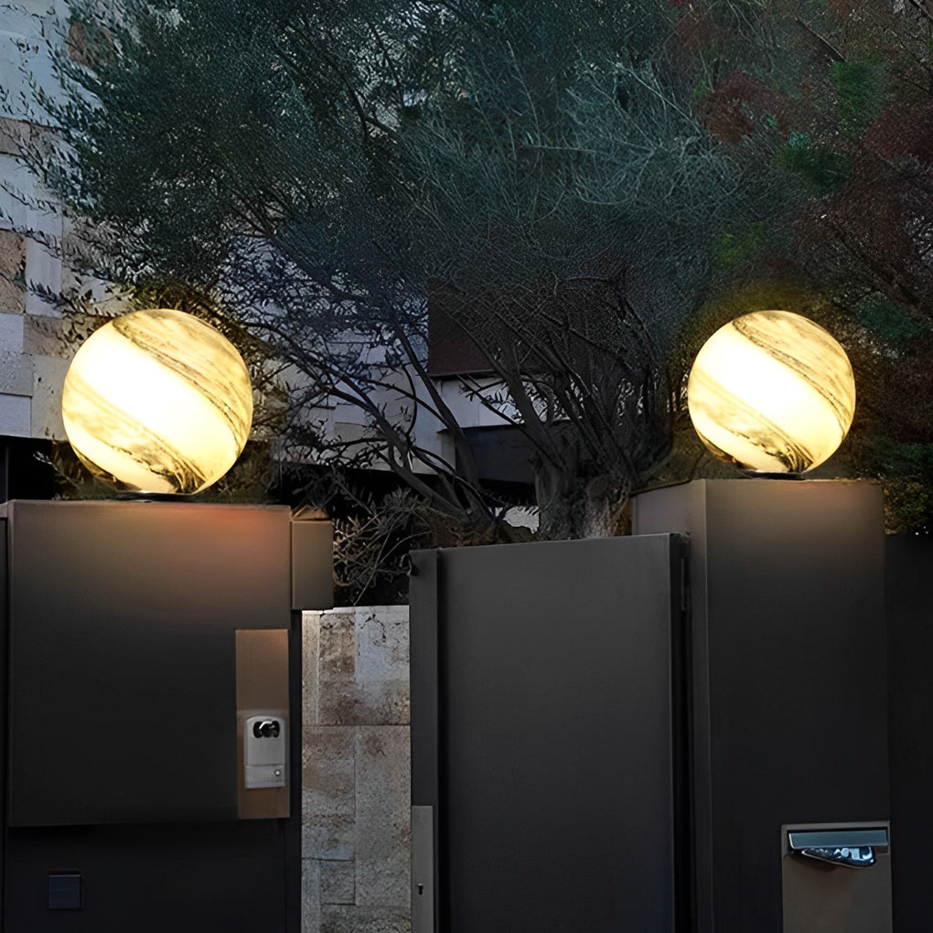 Globe Pillar Lights Modern Planetary Design Fence Lamp
