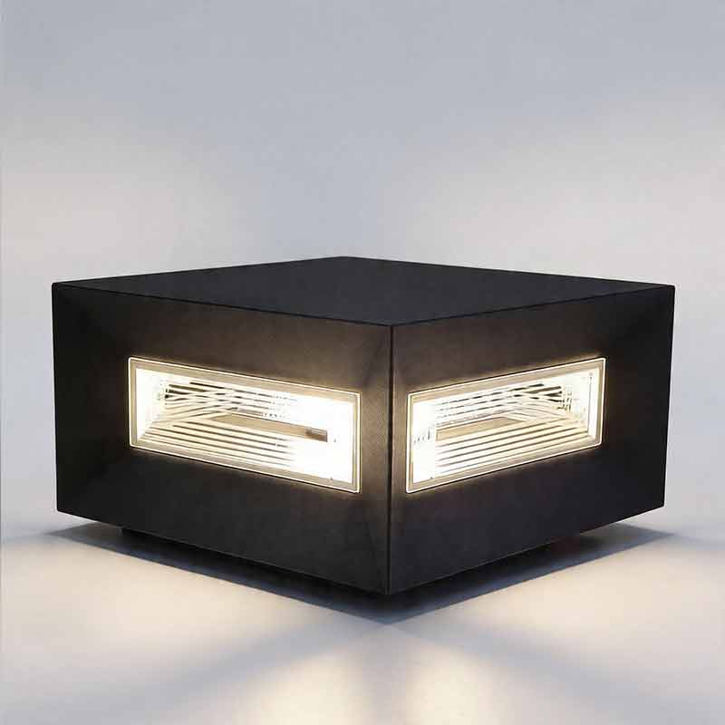 Square Pillar Lights Modern Creative Cube LED Solar Fence Post Light
