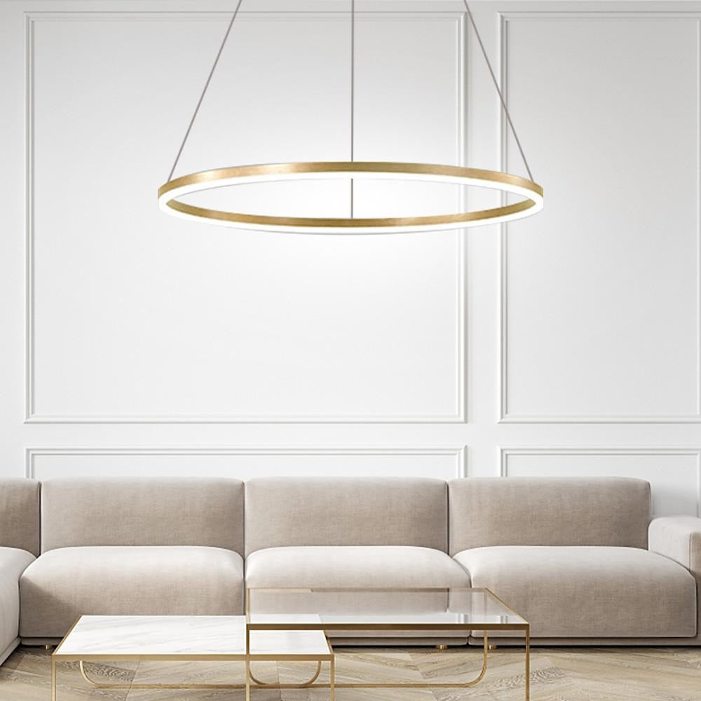 Black LED Ring Chandelier Modern Aluminum Ceiling Light