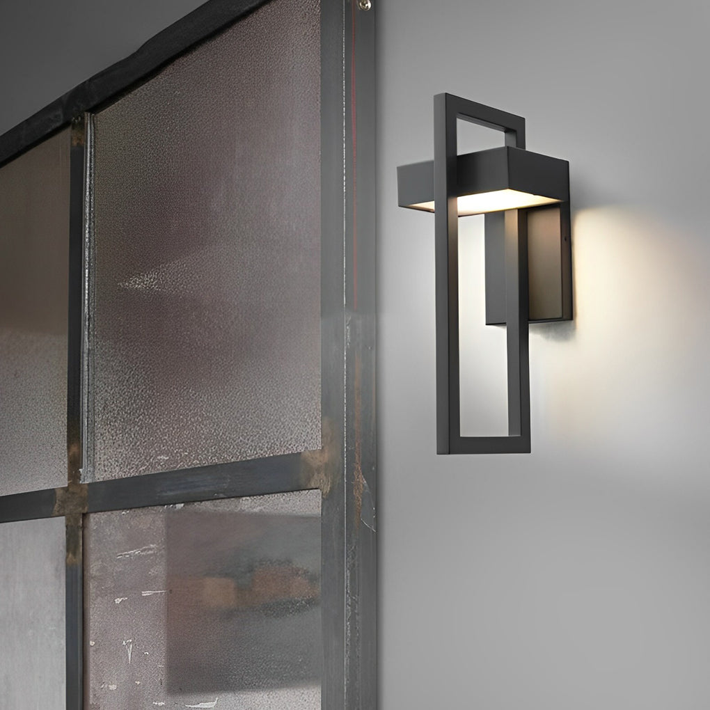 Black Outdoor Wall Sconce Modern Rectangular LED Light