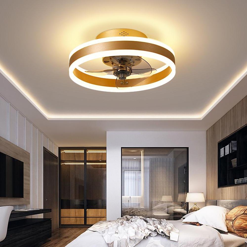 Gold Ceiling Fan with Light Dimmable Modern LED Light