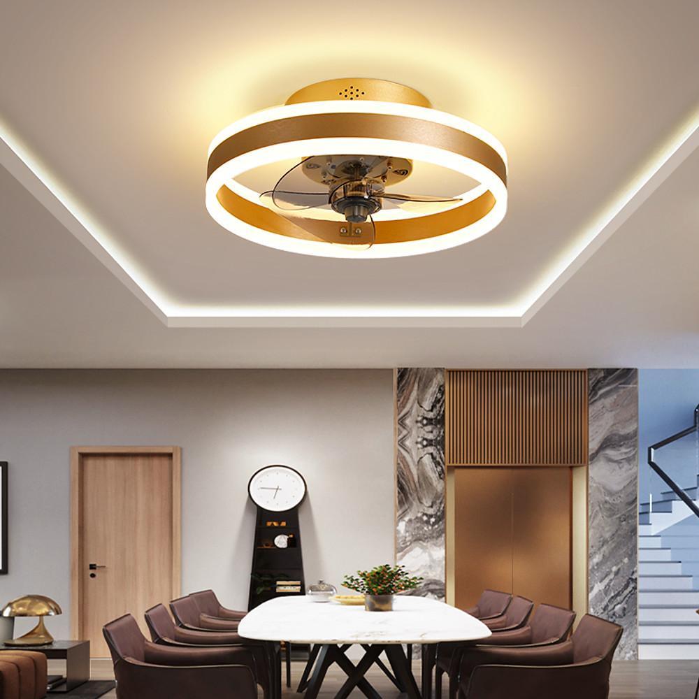 Gold Ceiling Fan with Light Dimmable Modern LED Light