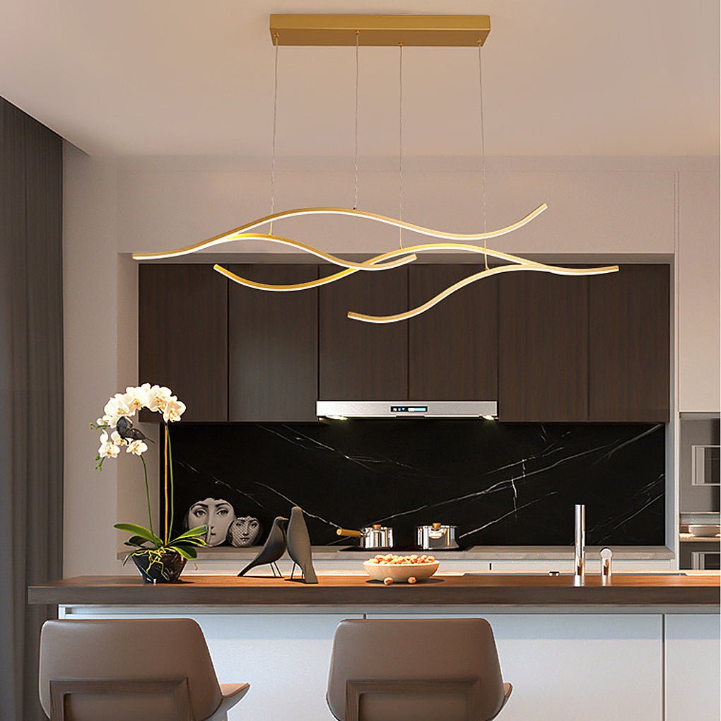 Curved LED Pendant Light Wavy LED Metal Ceiling Light