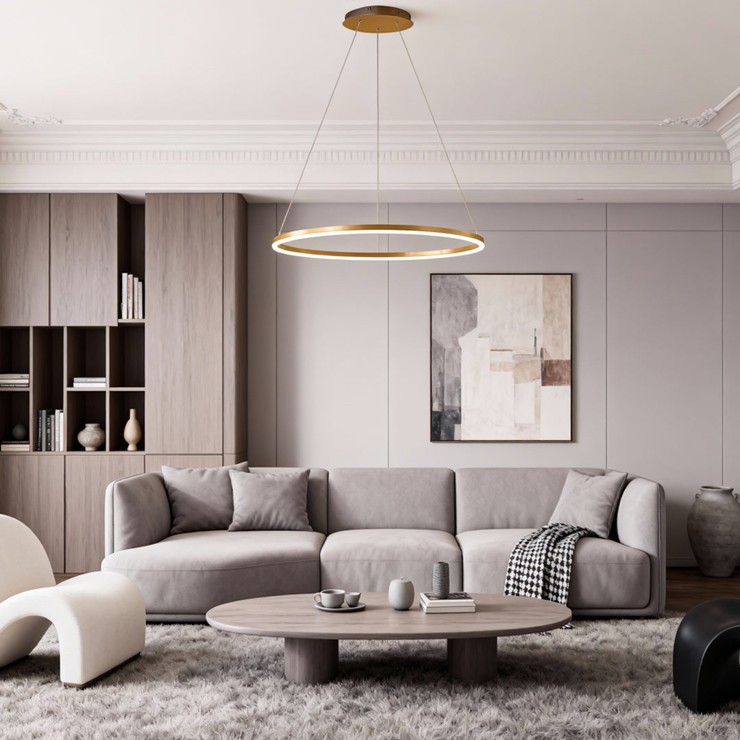 Black LED Ring Chandelier Modern Aluminum Ceiling Light