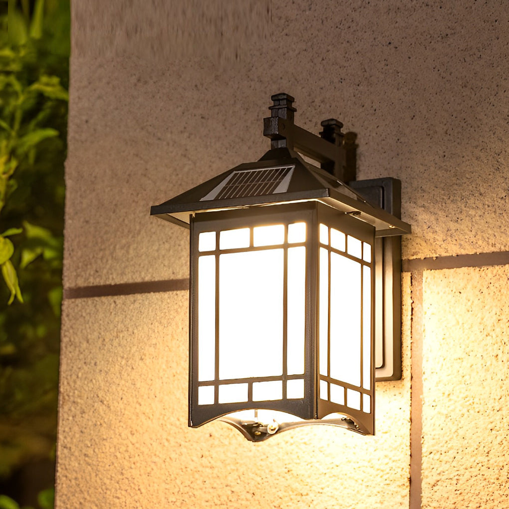Lantern wall sconce retro LED die-cast aluminum glass lamp