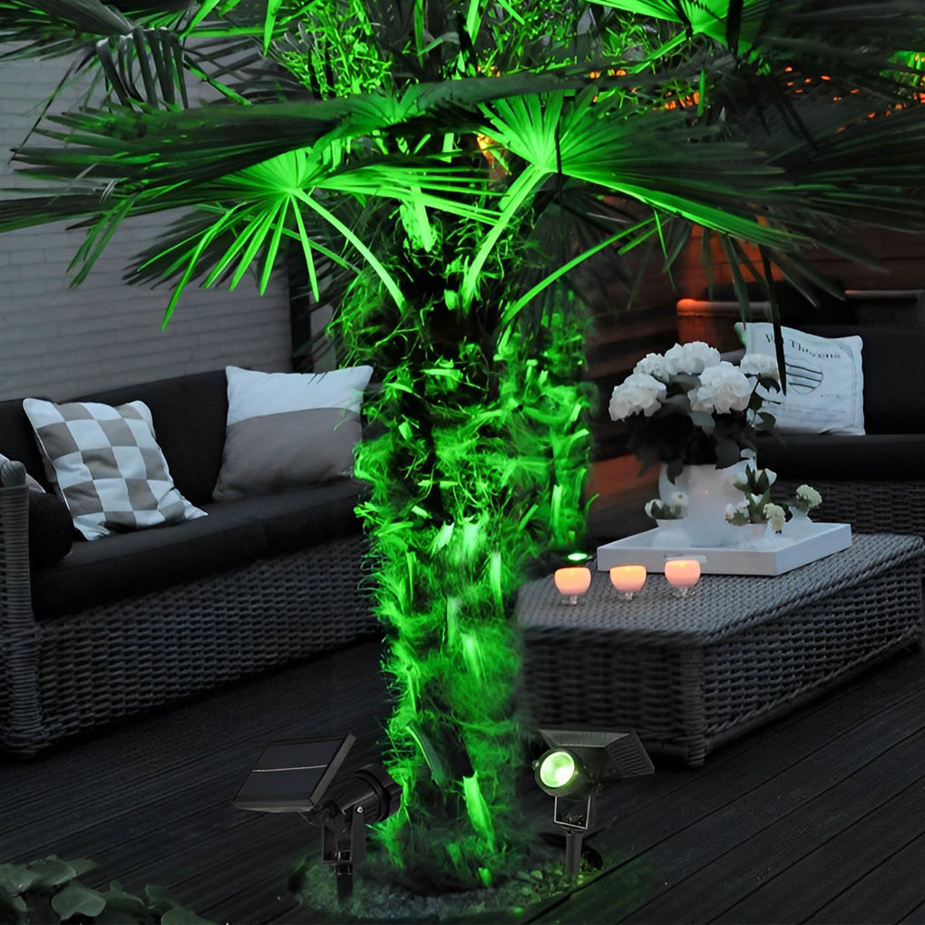 Ground Spike Solar Lights Adjustable LED RGB Waterproof Tree Spotlight
