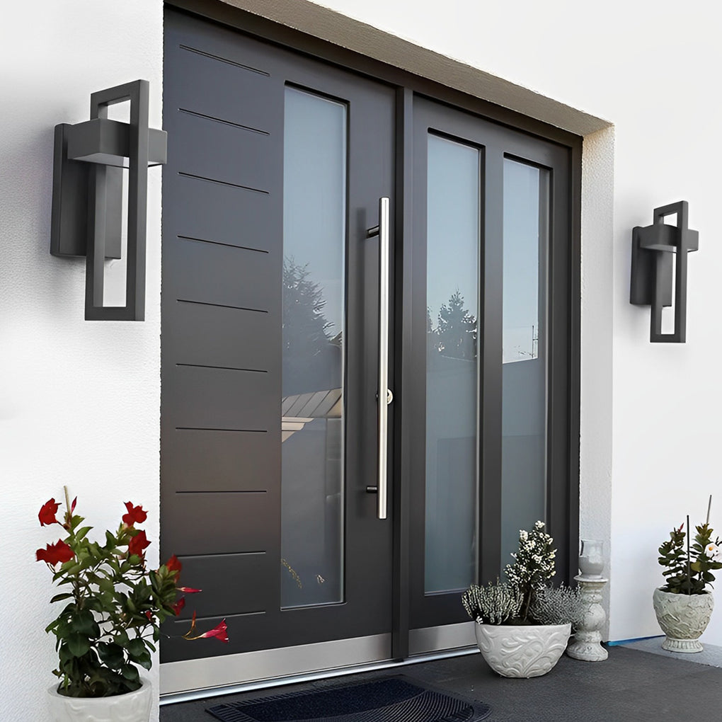Black Outdoor Wall Sconce Modern Rectangular LED Light