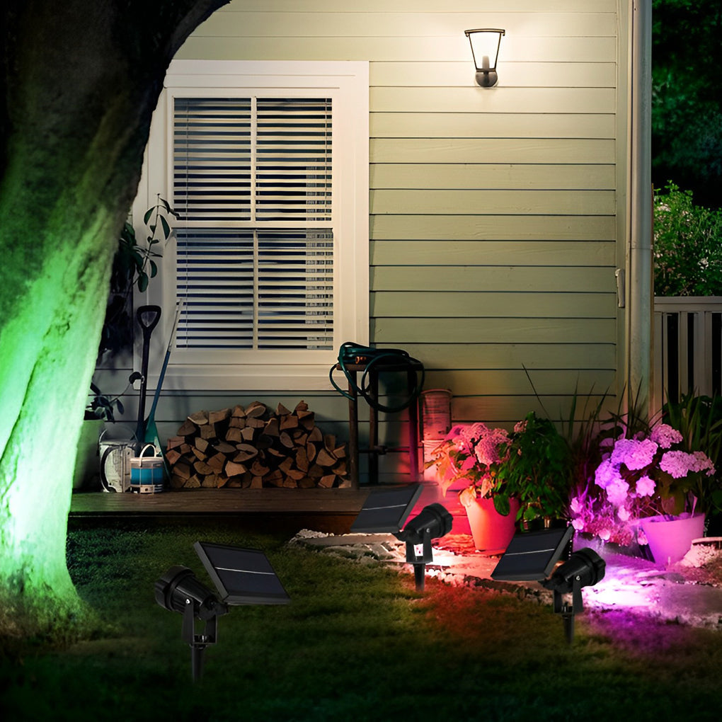 Ground Spike Solar Lights Adjustable LED RGB Waterproof Tree Spotlight