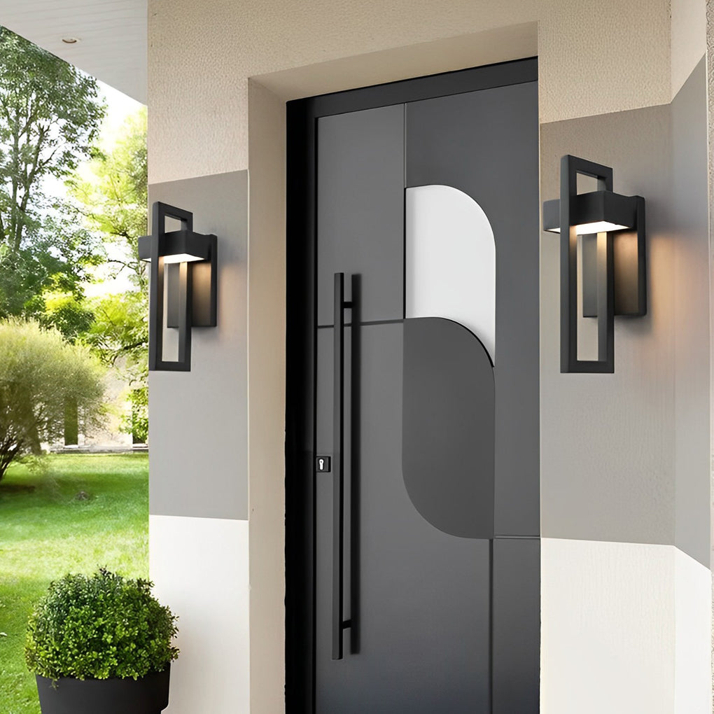 Black Outdoor Wall Sconce Modern Rectangular LED Light