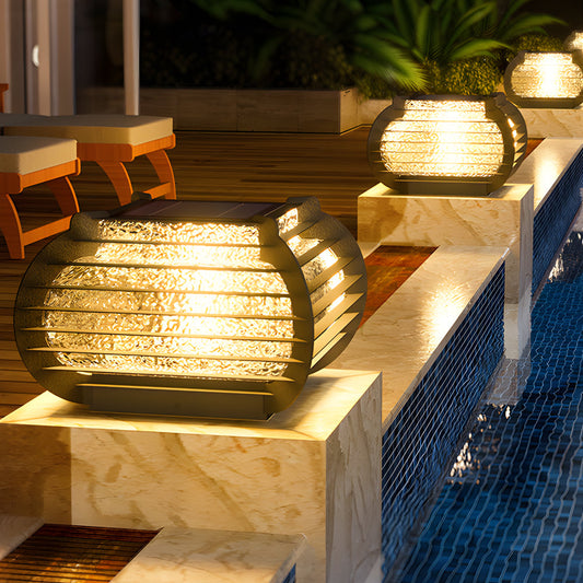 Lantern Pillar Lights Modern Black Grille Landscape Light