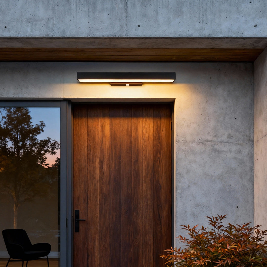 LED Linear Wall Light Outdoor Black Rectangular Lamp