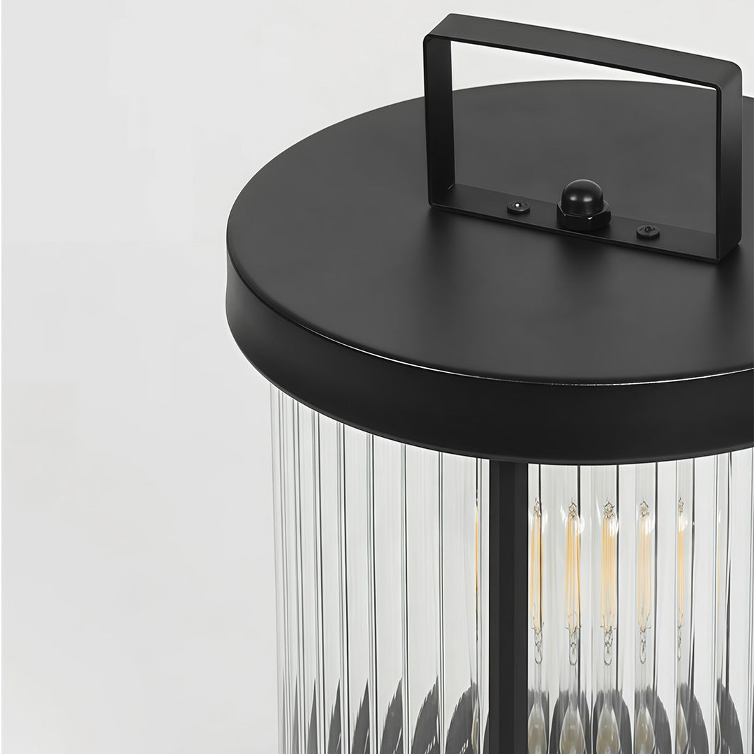 LED Solar Lanterns Outdoor Striped Glass Cylindrical Lamp