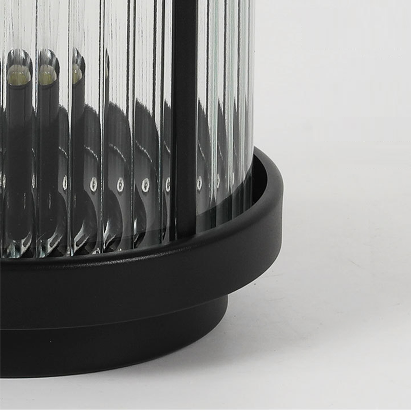 LED Solar Lanterns Outdoor Striped Glass Cylindrical Lamp