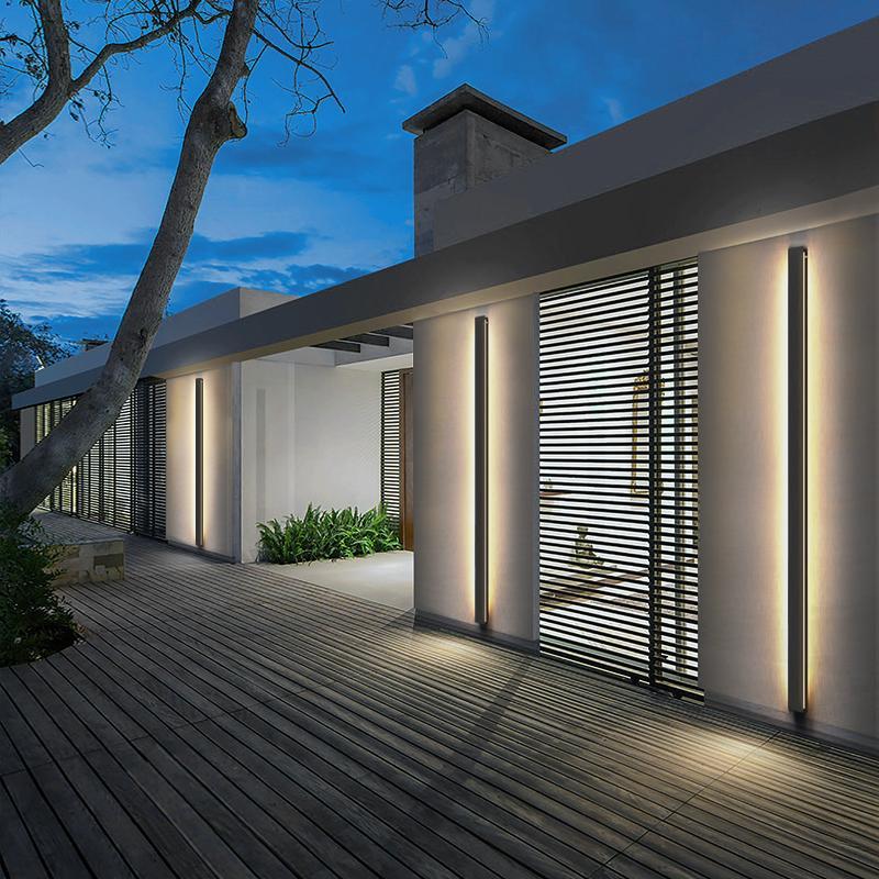 Linear Outdoor Wall Sconce Minimalist LED Black Lamp