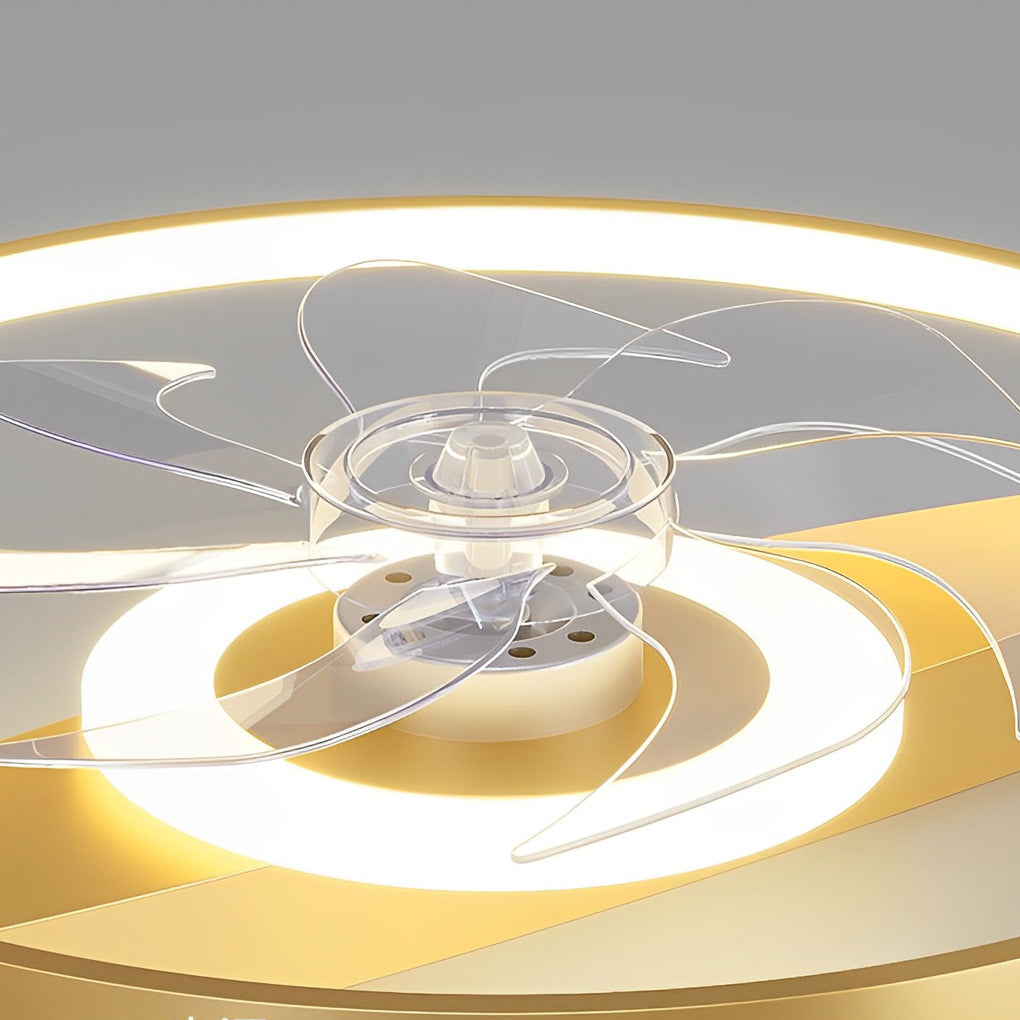 Dual Head Ceiling Fans Rectangular LED Transparent Blade Light