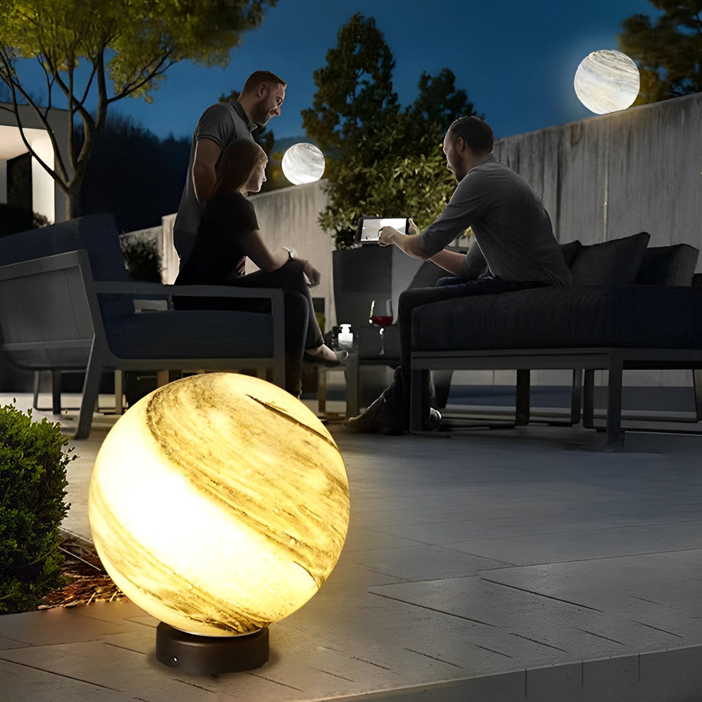 Globe Pillar Lights Modern Planetary Design Fence Lamp