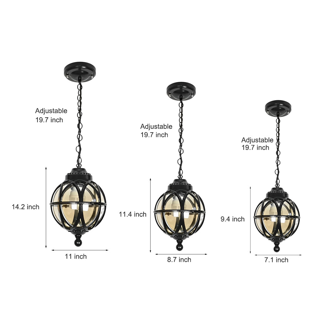 Metal Orb Pendant Light Globe Moisture Proof Outdoor Ceiling Light