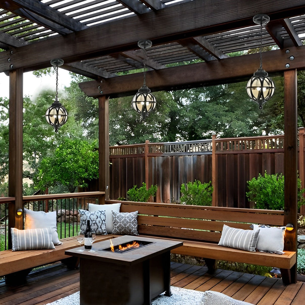 Metal Orb Pendant Light Globe Moisture Proof Outdoor Ceiling Light