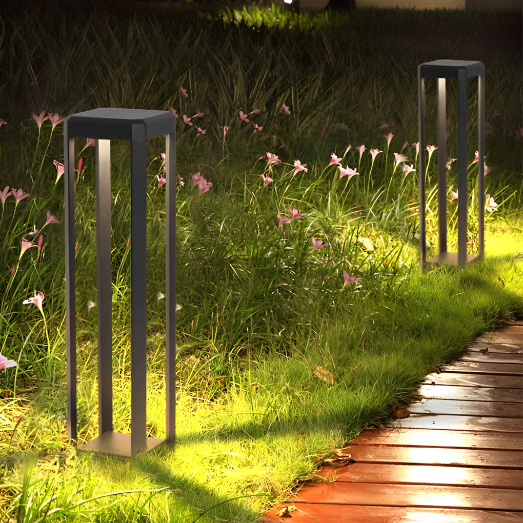Metal Solar Pathway Lights Modern Black Aluminum Light