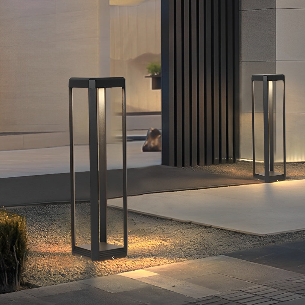 Metal Solar Pathway Lights Modern Black Aluminum Light