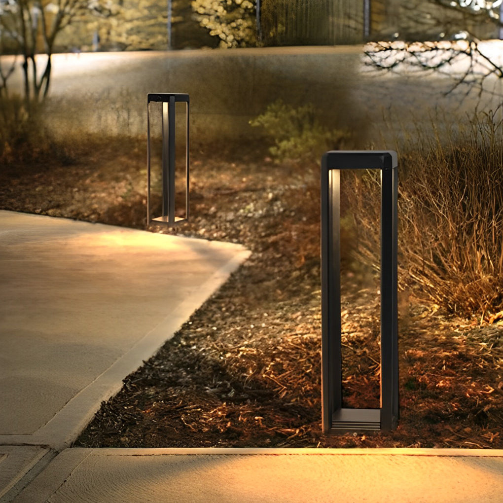 Metal Solar Pathway Lights Modern Black Aluminum Light