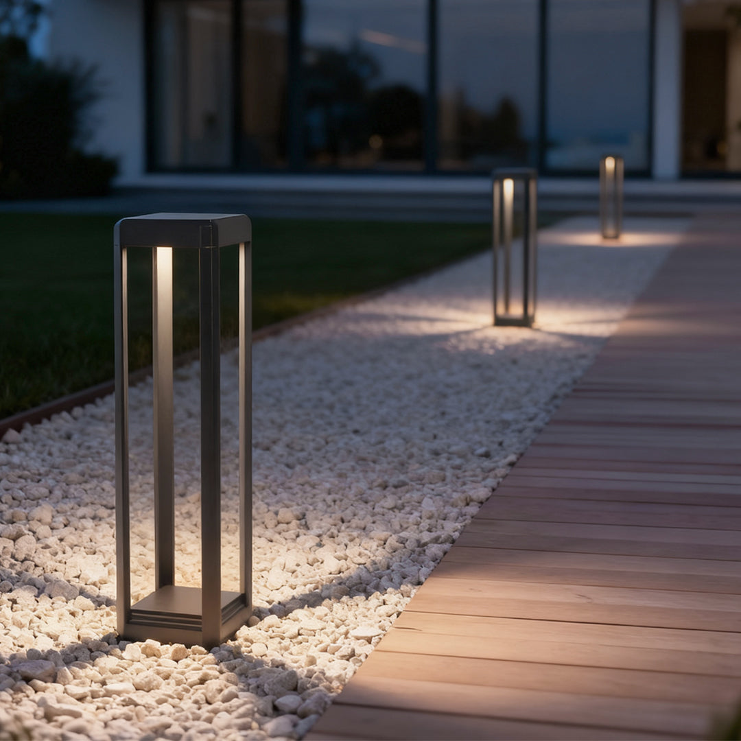 Metal Solar Pathway Lights Modern Black Aluminum Light