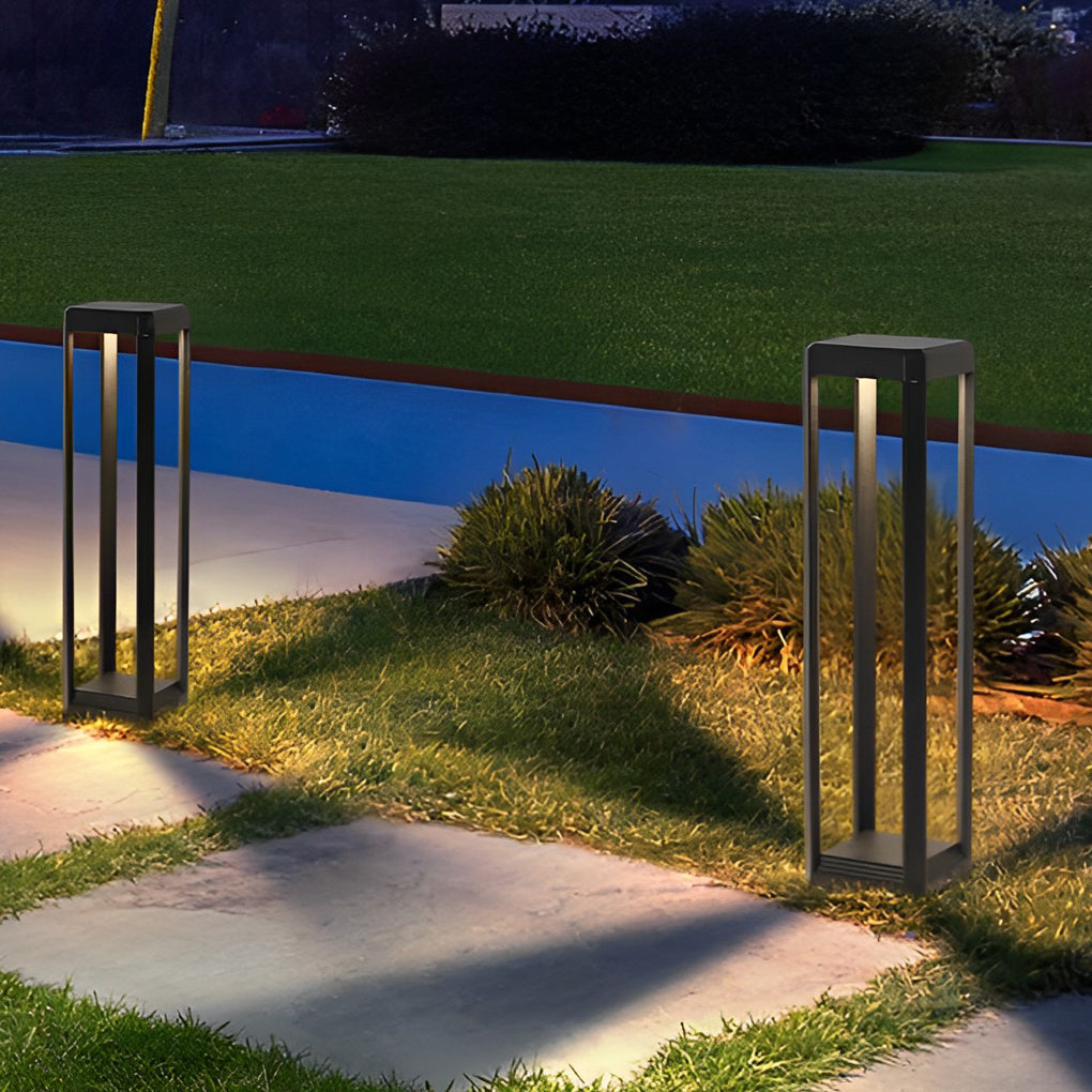 Metal Solar Pathway Lights Modern Black Aluminum Light