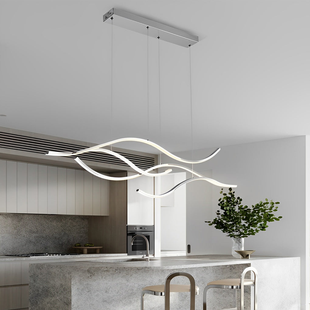 Curved LED Pendant Light Wavy LED Metal Ceiling Light