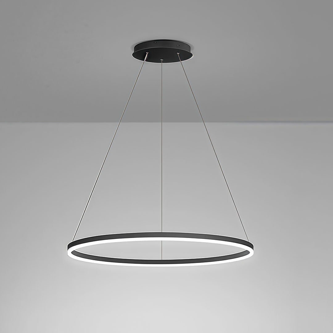 Black LED Ring Chandelier Modern Aluminum Ceiling Light