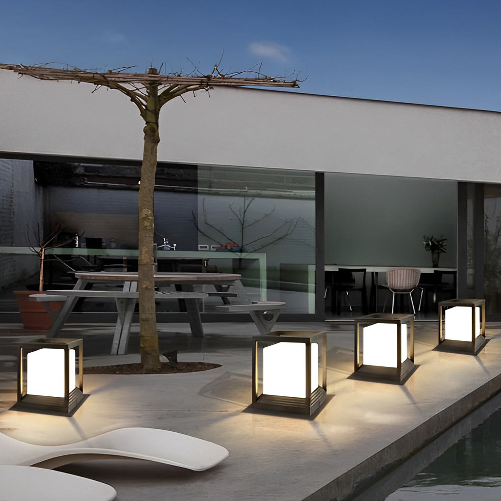 Garden Pedestal Lights Minimalist Square Waterproof LED Light