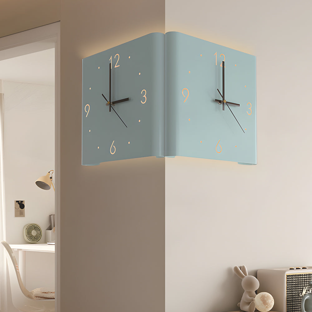 Wall Clock Lamp Modern Square Backlit Metal Light