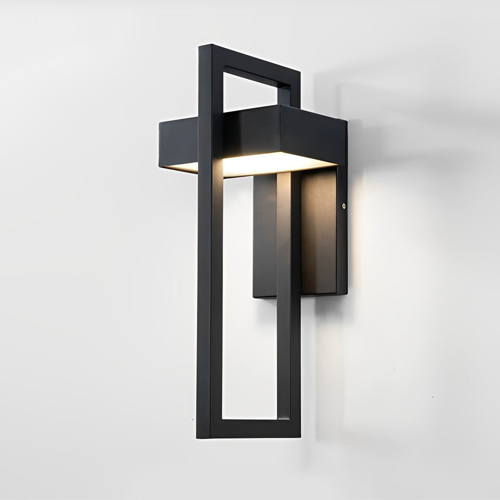 Black Outdoor Wall Sconce Modern Rectangular LED Light