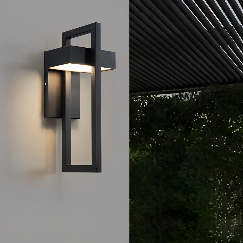 Black Outdoor Wall Sconce Modern Rectangular LED Light