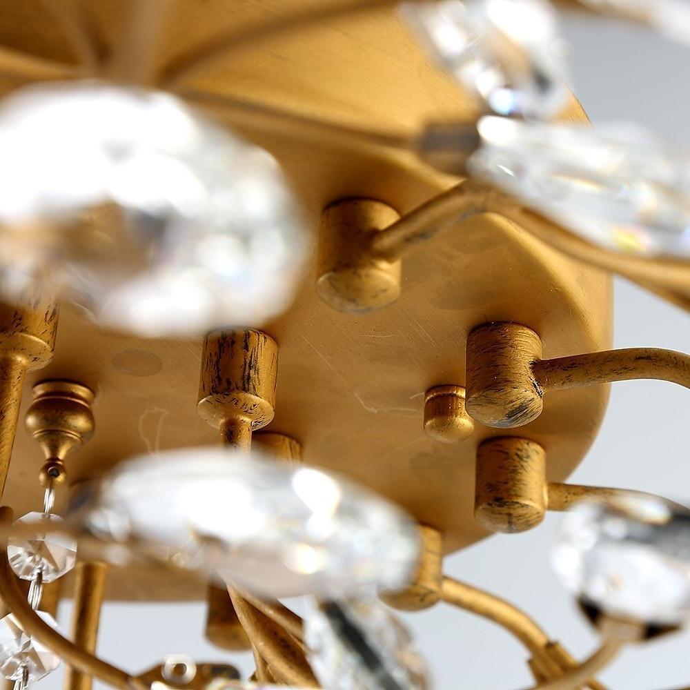 Brass Branch Chandelier Modern Crystal Leaf Ceiling Light