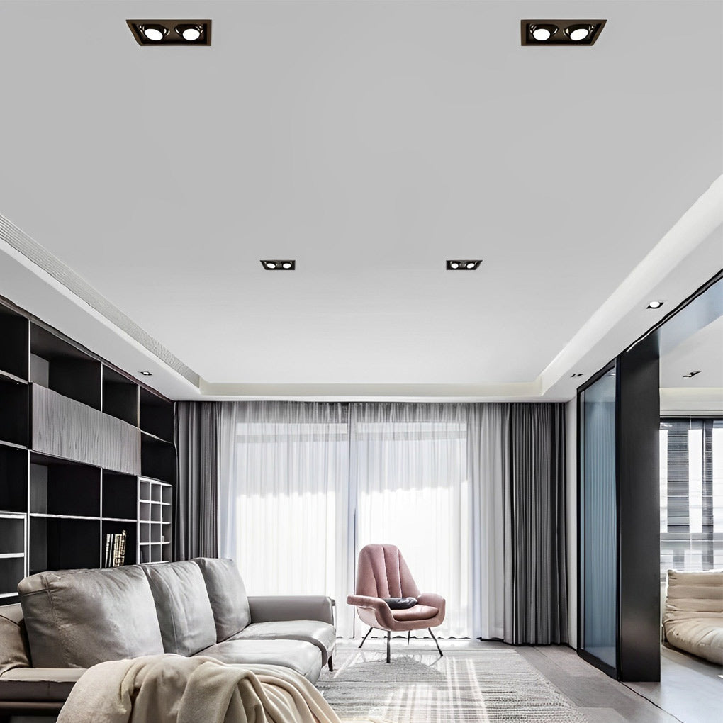 Ceiling Twin Light Rectangular Adjustable Recessed Spotlight