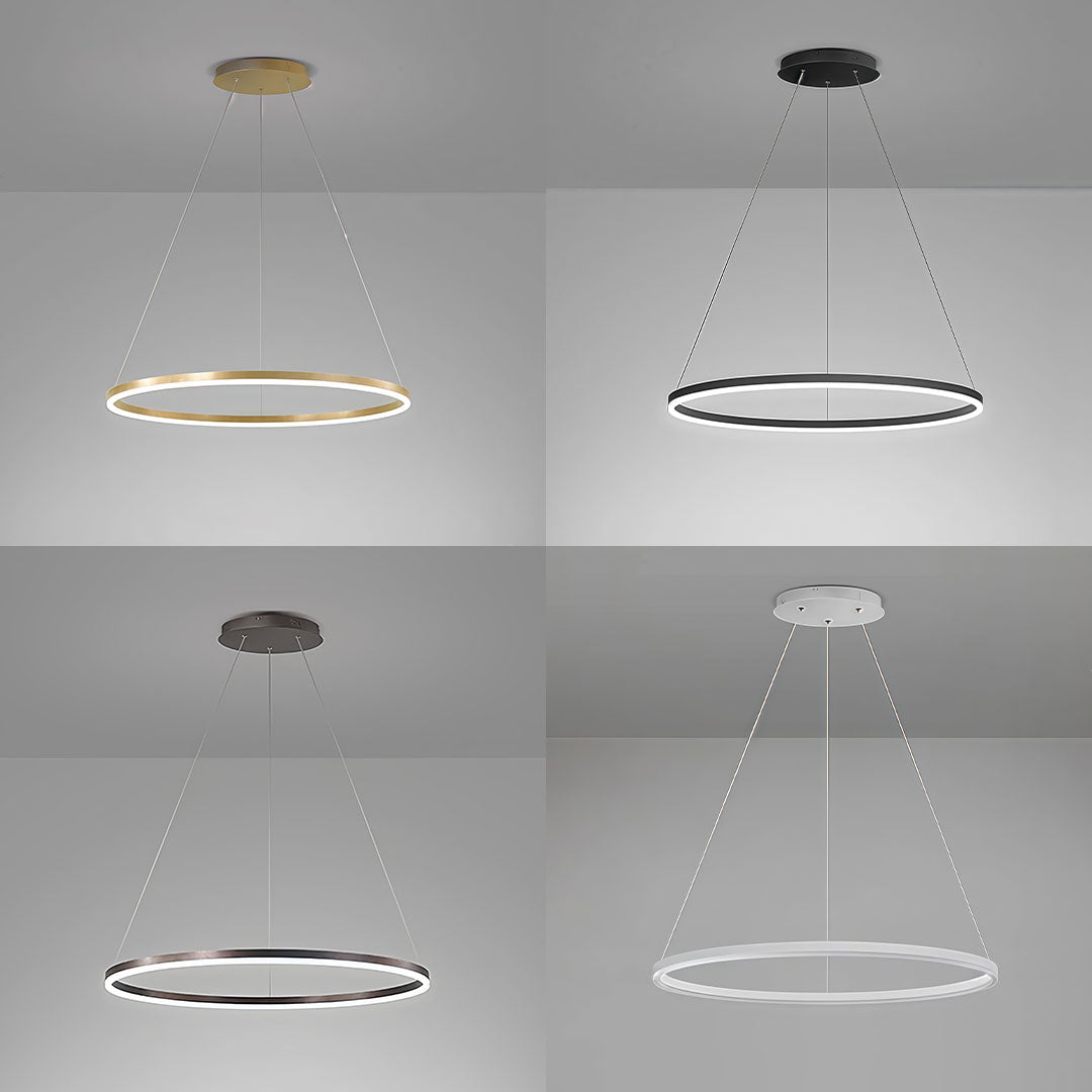 Black LED Ring Chandelier Modern Aluminum Ceiling Light