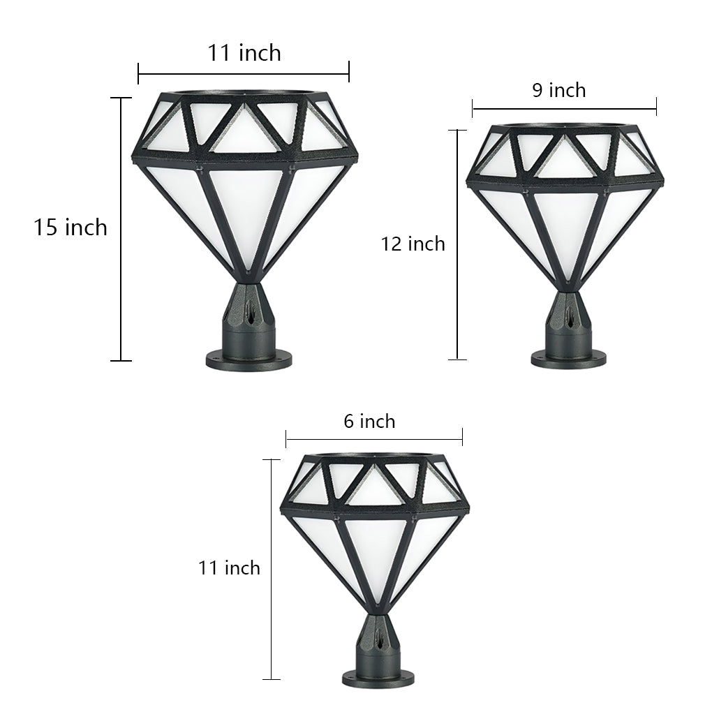 Modern Outdoor Pillar Lights Diamond-Shaped LED Waterproof Light