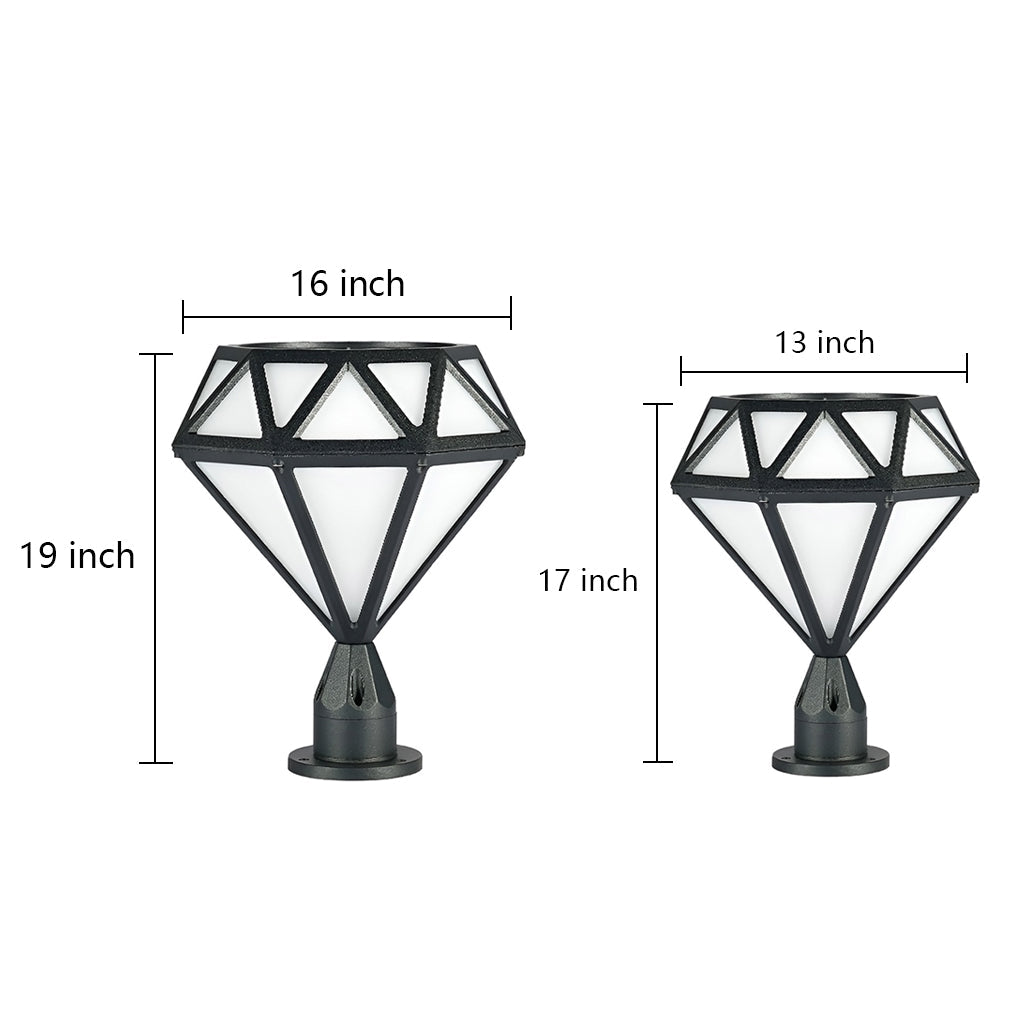 Modern Outdoor Pillar Lights Diamond-Shaped LED Waterproof Light