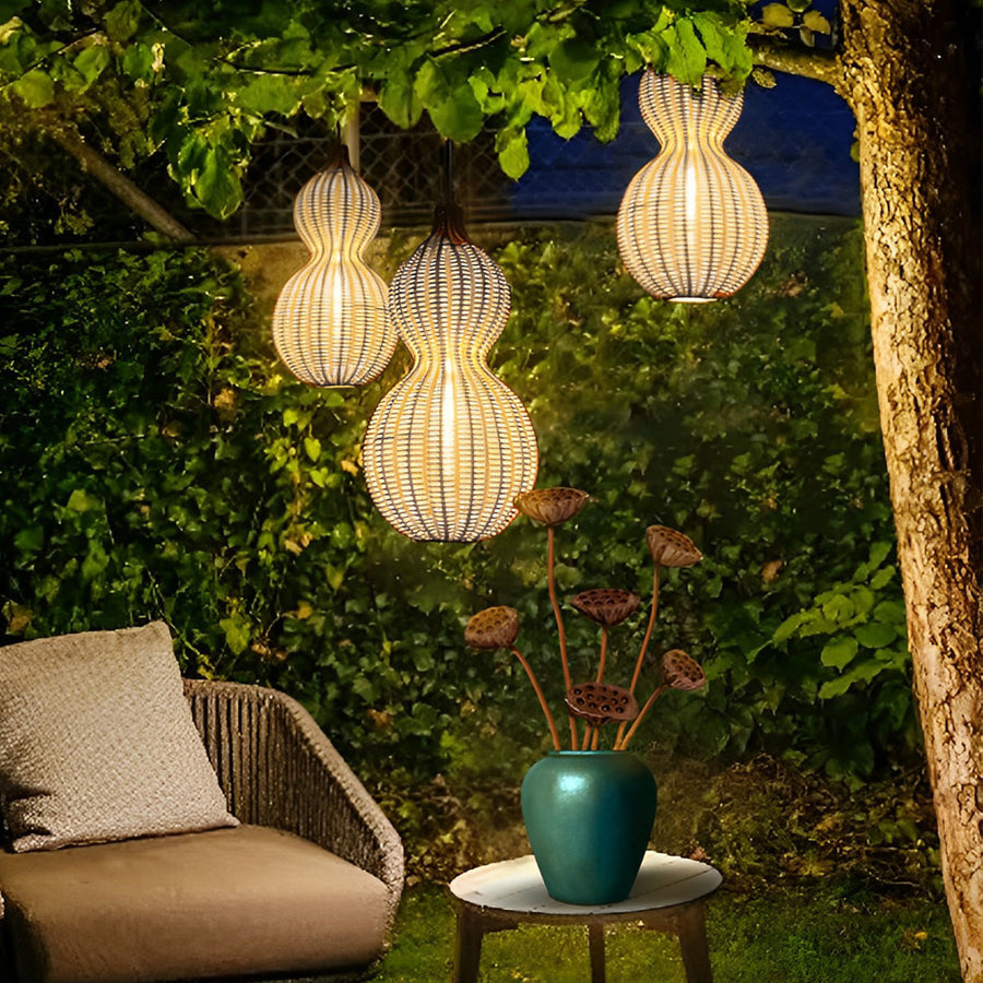 Modern Rattan Pendant Light Country Woven Gourd Hanging Ceiling Light