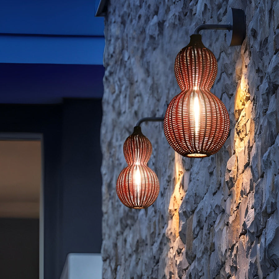 Modern Rattan Pendant Light Country Woven Gourd Hanging Ceiling Light