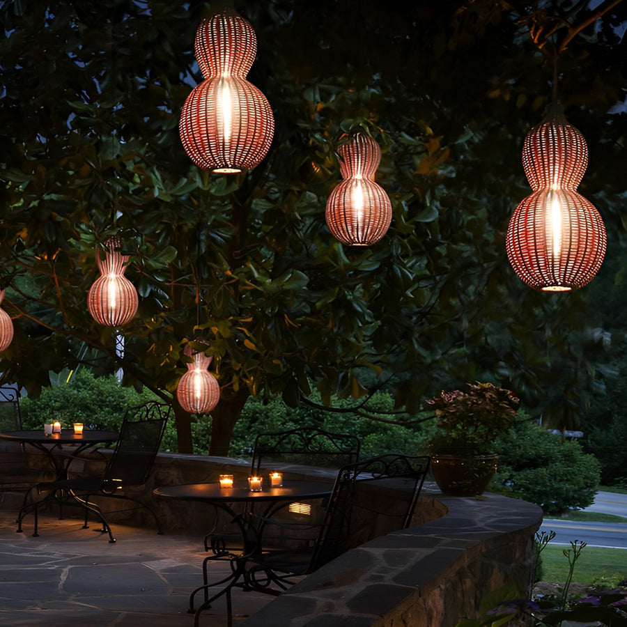Modern Rattan Pendant Light Country Woven Gourd Hanging Ceiling Light